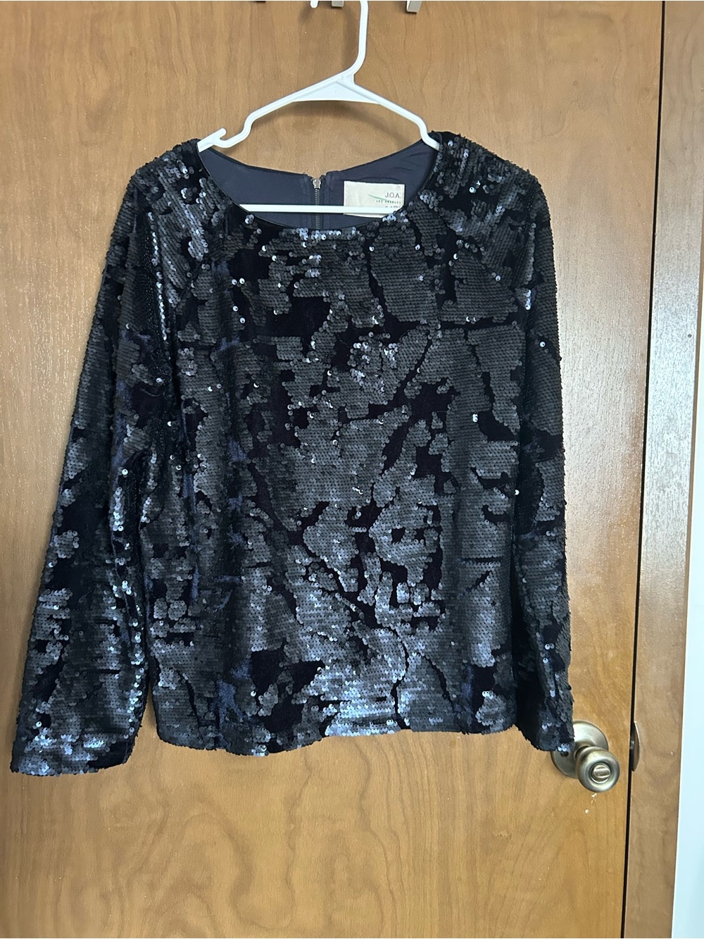 J.O.A. Black Sequin Long Sleeve Blouse